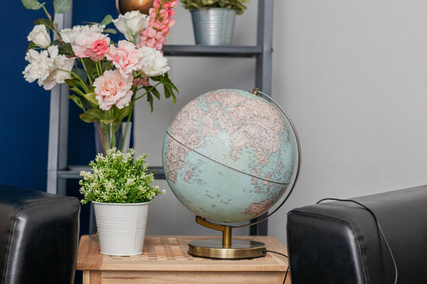 Retro Style Illuminated Bilingual Desktop Globe - 12" English & Chinese