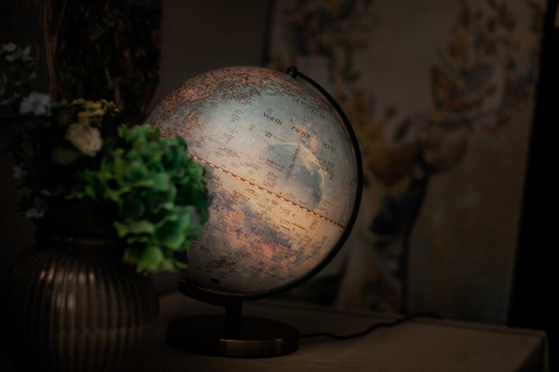 Retro Style Illuminated Bilingual Desktop Globe - 12" English & Chinese