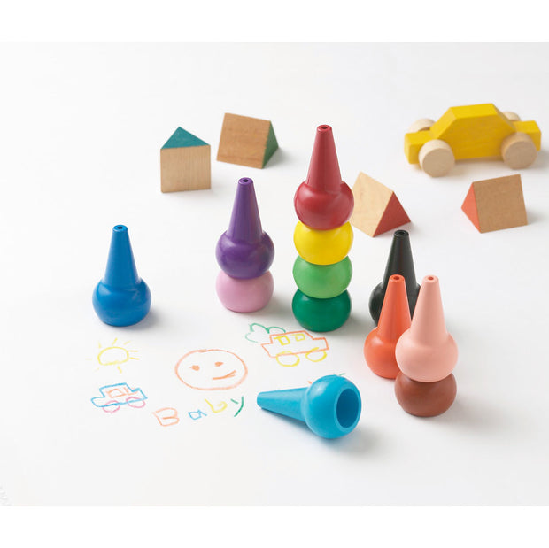 Aozora Baby Color Stackable Crayon 日本兒童無毒手指蠟筆 (6 Basic Colors)