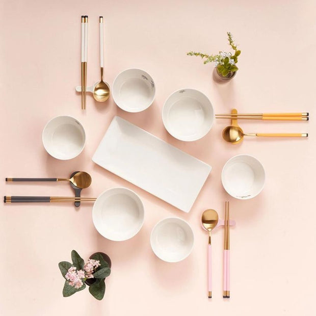 Kara Gold Spoon & Chopsticks Set