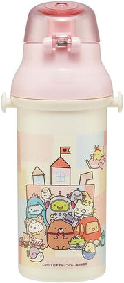 Skater Antibacterial Flask Water Bottle with Carry Strap (480ml) - Sumikko Gurashi