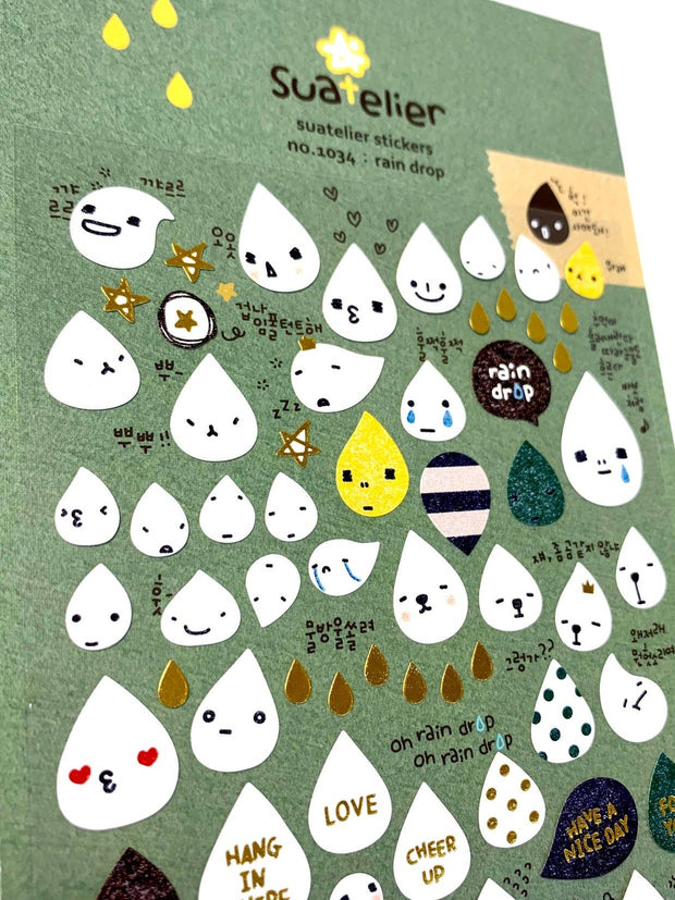 Rain Drop Paper Stickers