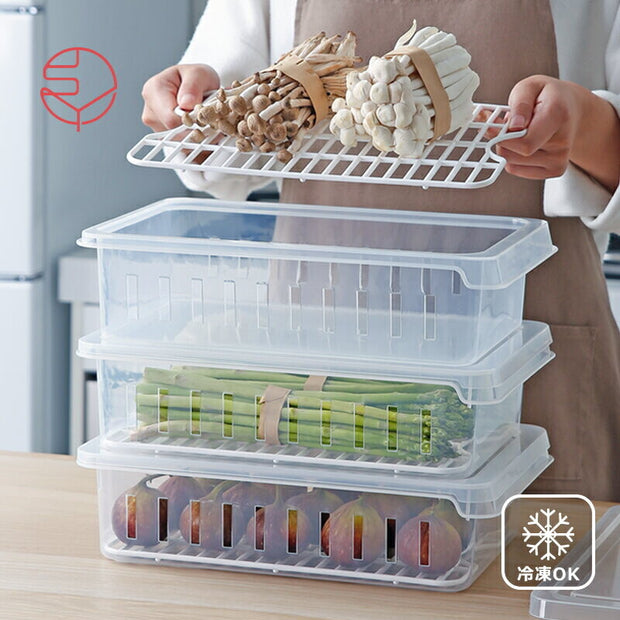 Stackable Fridge Food Saver Organizer 日本霜山 冰箱雞蛋/蔬果/水餃收納保鮮盒 附蓋