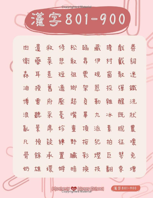 1000 Hanzi Chinese 漢字1000