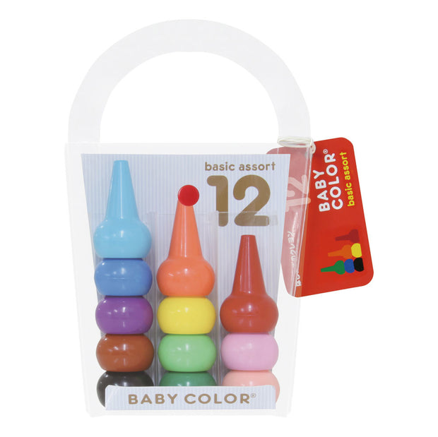 Aozora Baby Color Stackable Crayon 日本兒童無毒手指蠟筆 (12 Basic Colors)