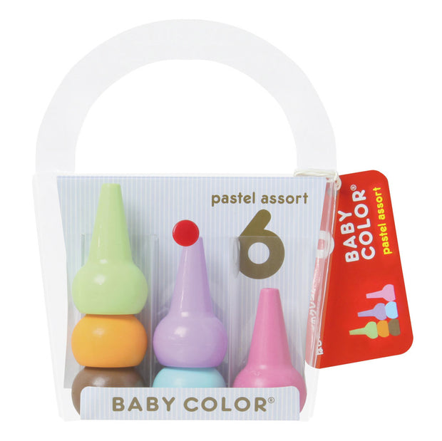 Aozora Baby Color Stackable Crayon 日本兒童無毒手指蠟筆 (6 Pastel Colors)