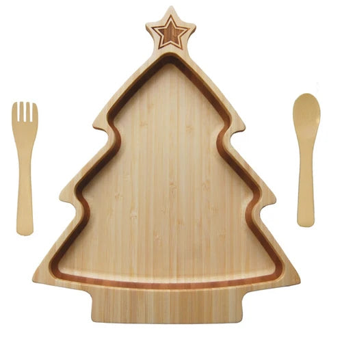 Handmade Bamboo Meal Set - Christmas Tree 日本天然竹製兒童造型餐具組 (聖誕樹)