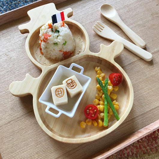 Handmade Bamboo Meal Set - Snowman 日本天然竹製兒童造型餐具組 (雪人)