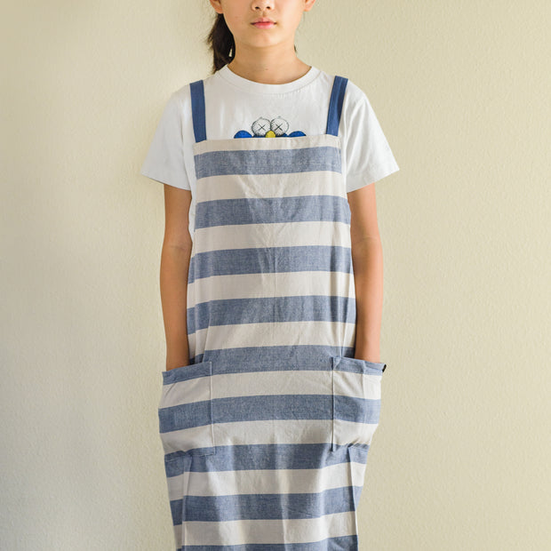 Scandi Pure Cotton Work Apron Horizontal Stripes  日本純棉口袋收腰圍裙 橫條紋 (2 Color Options)