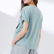 Asymmetric Maternity & Nursing Top 不規則剪接孕哺罩衫 (灰藍)