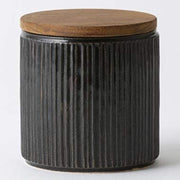 Mino Ware Ceramic Storage Jar Canister with Wooden Lid