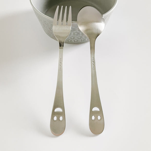 Smile Stainless Steel Dessert Spoon & Fork Set 不鏽鋼微笑點心湯叉組